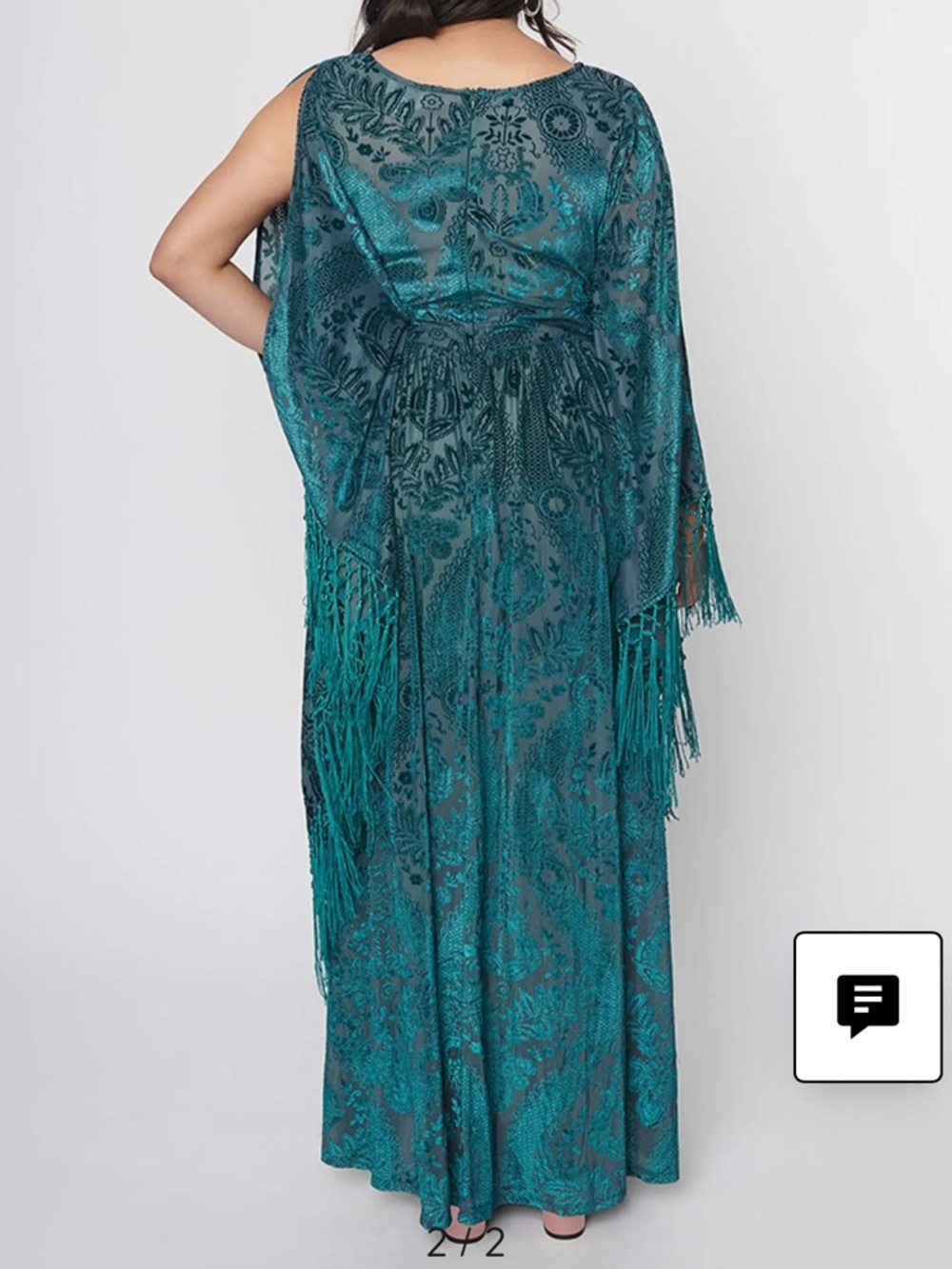Unique Vintage flutter sleeve Kaftan Dress  Fringe Detail & cold shoulder design - Picture 17 of 17